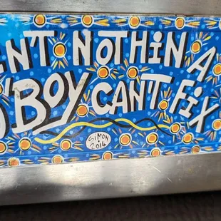 a sign on a machine