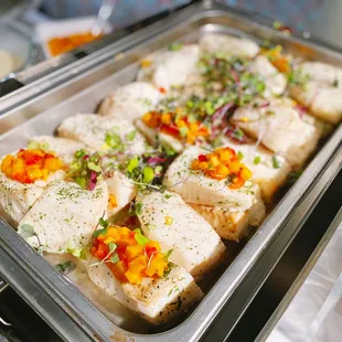 Oven Baked Chilean Sea Bass, Hand Cut Mango Salsa