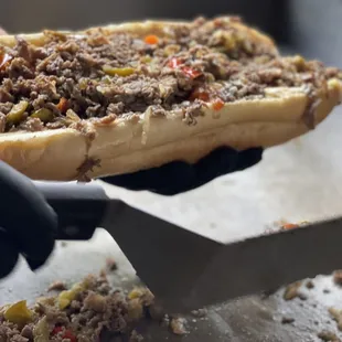 Cheesesteak , red peppers, sweet peppers