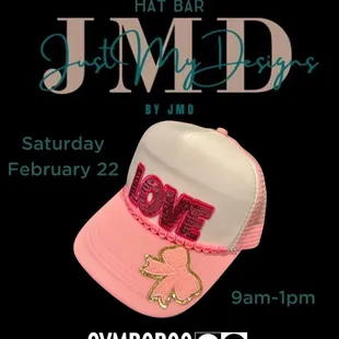 Stop by our lobby and design your very own custom hats. Choose from an amazing selection of patches, jewels, and more!