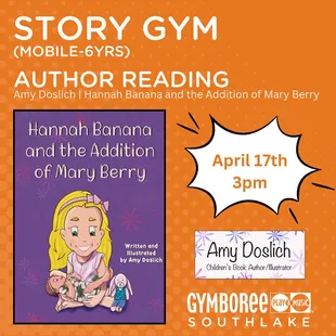 Join us for Story Time and themed activities (arts and crafts and more!) on April 17th at 3pm with guest author Amy Doslich!