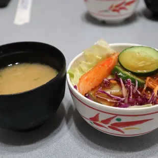 Salad and Miso Soup accompaniments for teishoku