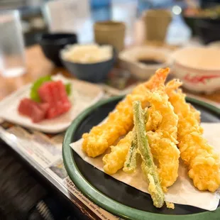 Shrimp Tempura and Sashimi