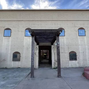 the entrance to a building