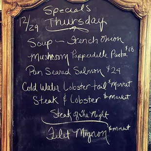 Todays menu board