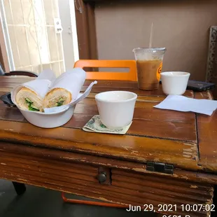 a table with a sandwich, orange county, california