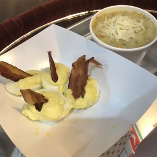 Deviled Eggs &amp; Poblano Corn Soup