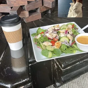 Salad was really good! And I got a jasmine and camomile tea and added sugar. It was amazing and light. Definitely will return!