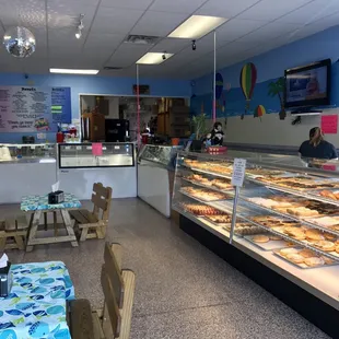 the interior of a bakery