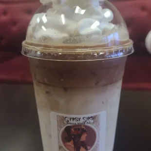 Gitana Coronada: Hazelnut, French Vanilla, Hemp, whole milk, whipped cream