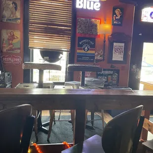 Inside a little seating then there is bar seating