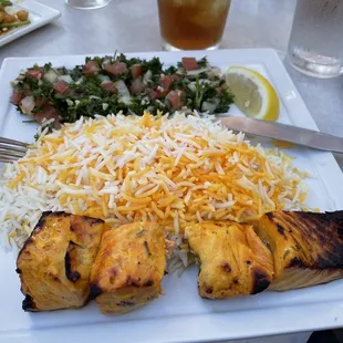 Salmon Kebab Plate