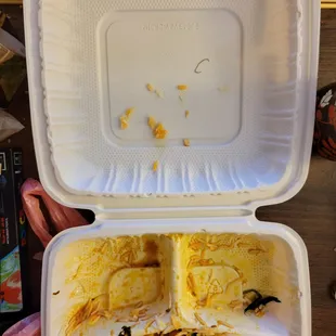 staple is on top that was mixed into the food...