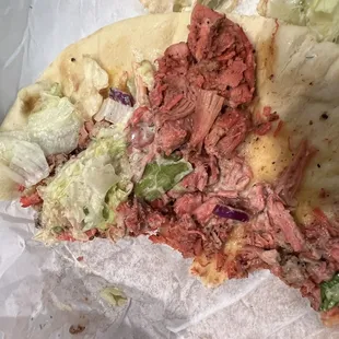 Colored pink from food coloring to give the appearance that it is seasoned, tasted fishy as well