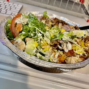 Combo Chicken &amp; Gyro Bowl w/basmati rice and a house salad