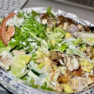 Combo Chicken &amp; Gyro Bowl w/basmati rice and a house salad