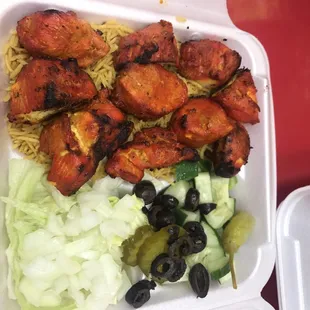 Chicken Tikka over Salad and Rice