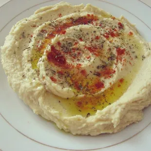 Humus served with pita