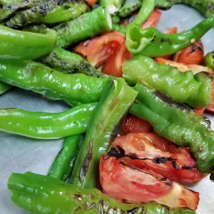 Grilled peppers and tomatoes