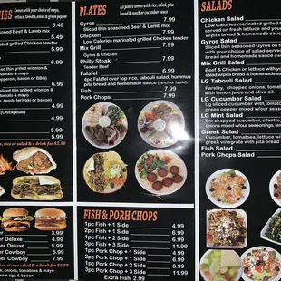 sushi and sashimi, menu