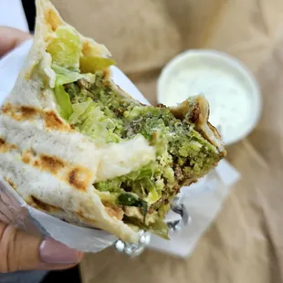 Falafel wrap with tzatziki