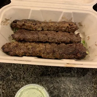 Beef kabob - ordered 2 but they threw in an extra for free :)