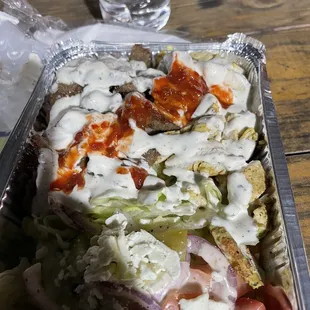 Lamb and chicken over rice!