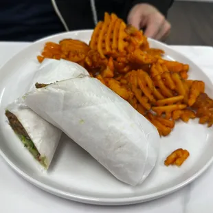 Gyro Wrap and Waffle Fries