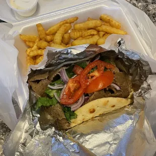 Gyro combo with a drink $10.00