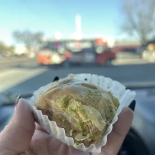 He also gave me this cool dessert sample! Baklava it was great.