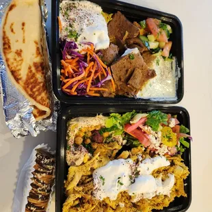 Chicken shwarma plate and lamb and beef gyro bowl