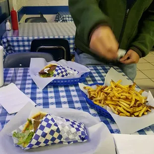 2 gyros for $9.95 and enormous portion of fries.