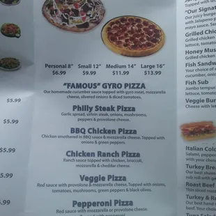 The second page of the menu