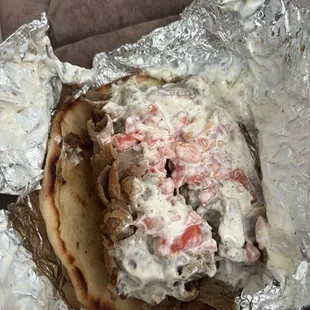 Jumbo Gyro with extra sauce and tomatoes
