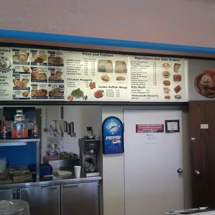 menus and prices on the wall