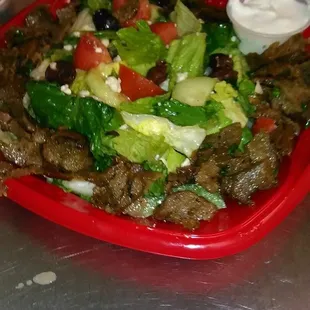 This is just another one of our pictures of the Greek salad with the  gyro Meat