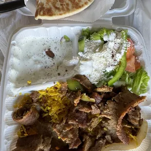 Gyro plate. Delicious! We ate some gyro before taking a pic.