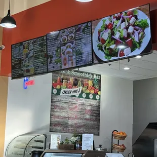 menus on the wall of a restaurant