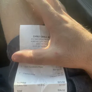 The cash receipt