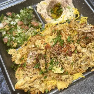 a tray of food on a grill