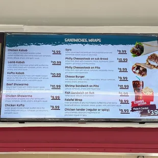 Sandwich Wrap Menu 7/21/23
