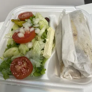 Philly Wrap with side Greek Salad