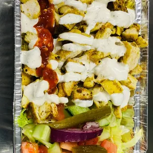 chicken shawarma over rice