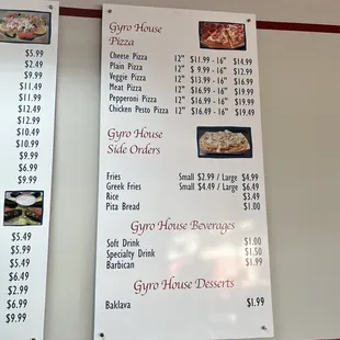 menu and prices