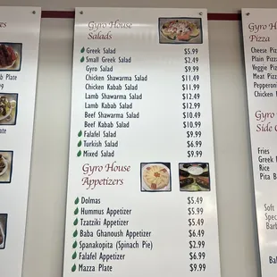 menu and prices