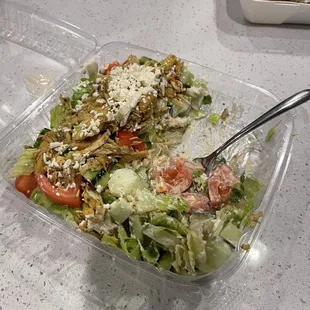 How much I ate. What they say is true... portions are HUGE! Boyfriend also ate half his gyro