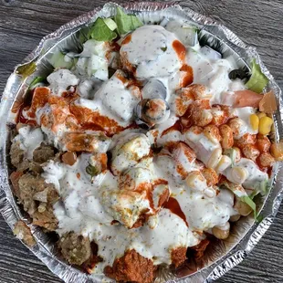 Chicken and Lamb Gyro Over Rice Combo Platter