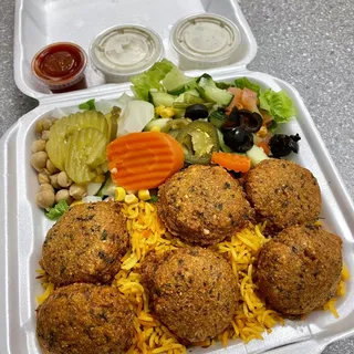 Falafel Over Rice Platter