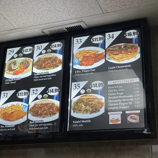 menus and prices