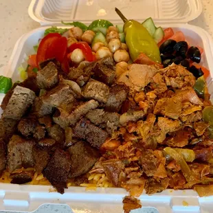 Lamb gyro and chicken combo